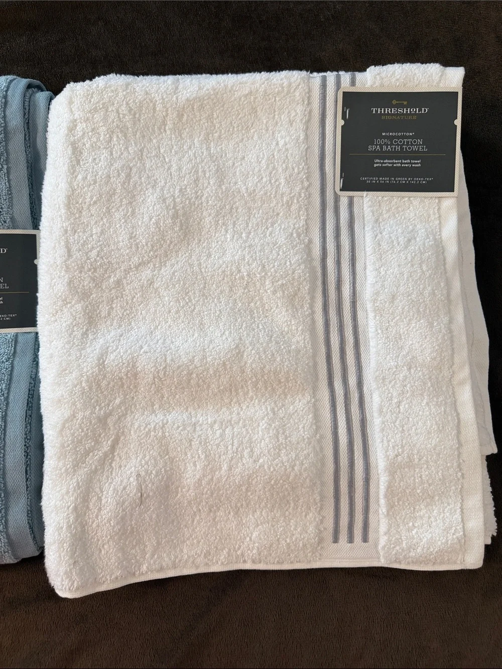 Threshold 3-Pack Cotton Spa Bath Towels - White, Light Blue, Gray